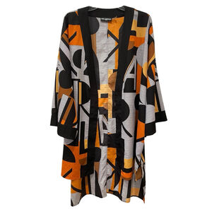 Karl Lagerfield Paris Womens OS Bold Abstract Geometric Print Kimono Open Front